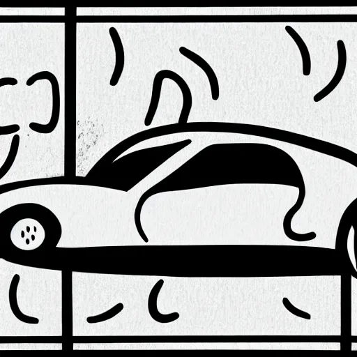 Prompt: Portrait of a children\'s car to paint, linear illustration, LineArt, Vectorial Svg, Black and White.