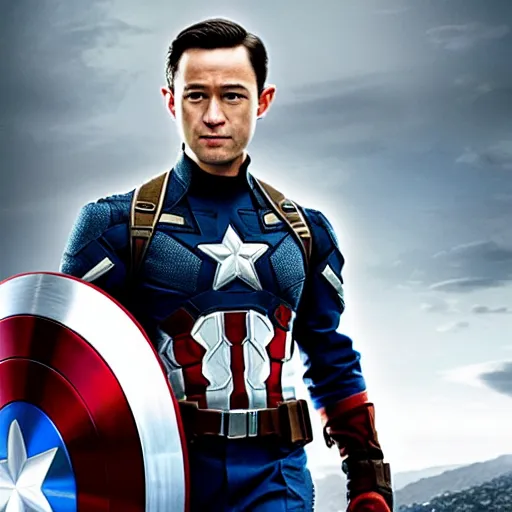 Image similar to film still of Joseph Gordon Levitt as captain America in new avengers film, 4k