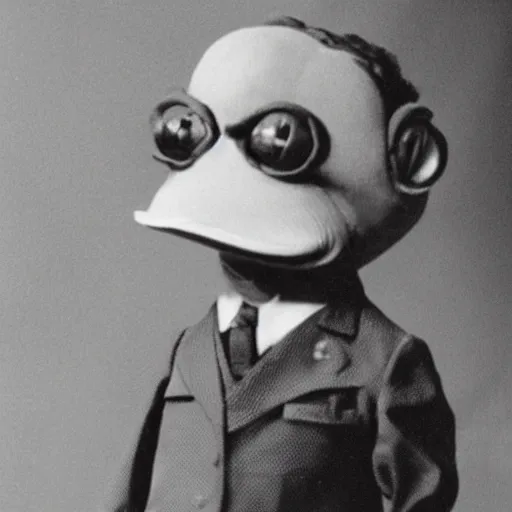 Prompt: An old photo of a sophisticated frog in a nice suit