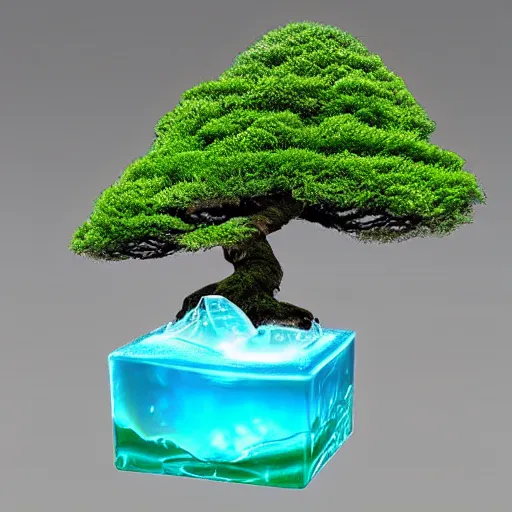 Prompt: bonsai ice sculpture, photo studio, artstation trend, hdr