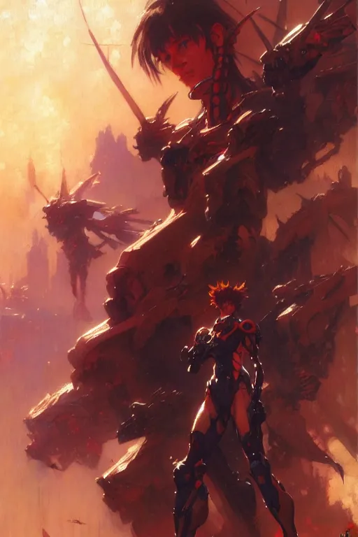 Prompt: evangelion portrait dnd, painting by gaston bussiere, craig mullins, greg rutkowski, yoji shinkawa