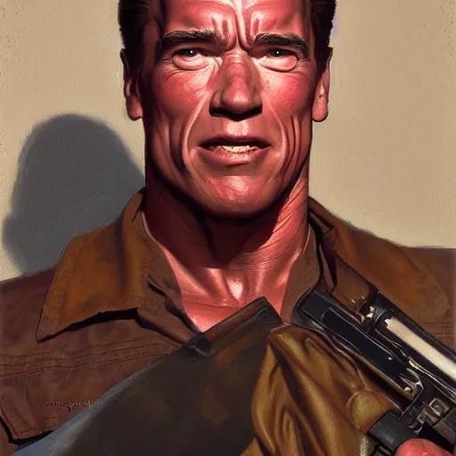 Image similar to Arnold Schwarzenegger in Total Recall, closeup character art by Donato Giancola, Craig Mullins, digital art, trending on artstation