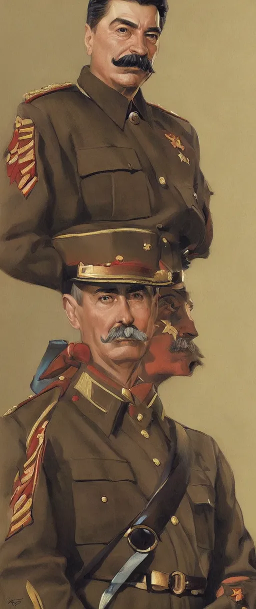 Prompt: portrait of joseph stalin as a staring into the camera, artstation, elegant, highly detailed, art by Donato Giancola, Joseph Christian Leyendecker, WLOP, Boris Vallejo, Artgerm