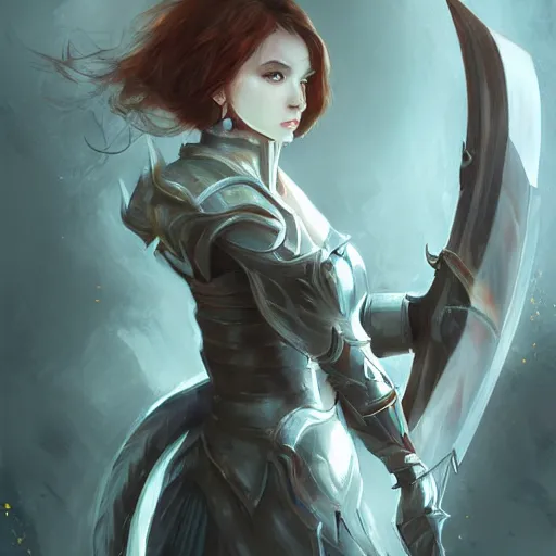 Image similar to portrait girl with armor in style of ghost blade by wang ling, wlop