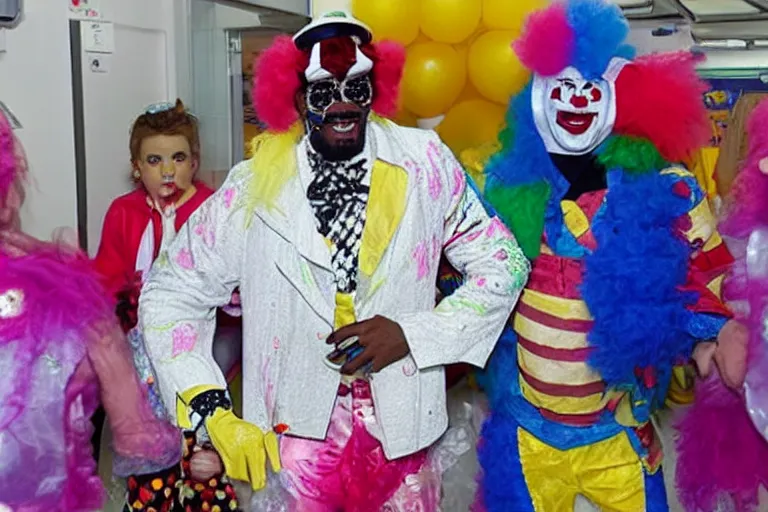 Image similar to r kelly dressed as clown in children hospital