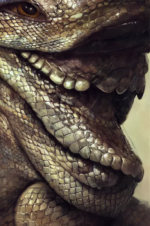 Image similar to snake head, close up, snake eyes, scales, oil painting, sunlit, paint texture, digital painting, highly detailed, artstation, sharp focus, illustration, concept art, ruan jia, charlie bowater, tom bagshaw, norman rockwell