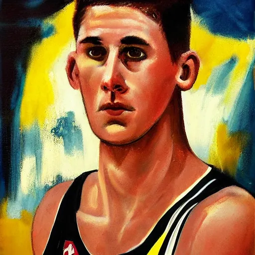 Image similar to portrait of a young australian basketball player with short hair by jozsef borsos