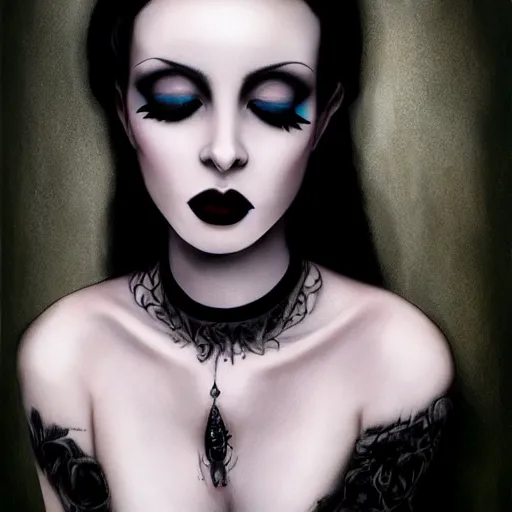Prompt: pale goth beauty, realism