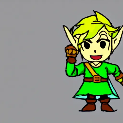 Image similar to link from legend of zelda in the style of cuphead