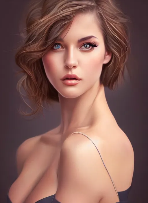 Image similar to a gorgeous american female photo, professionally retouched, soft lighting, realistic, smooth face, full body shot, torso, dress, perfect eyes, sharp focus on eyes, 8 k, high definition, insanely detailed, intricate, elegant, art by artgerm and jason chan