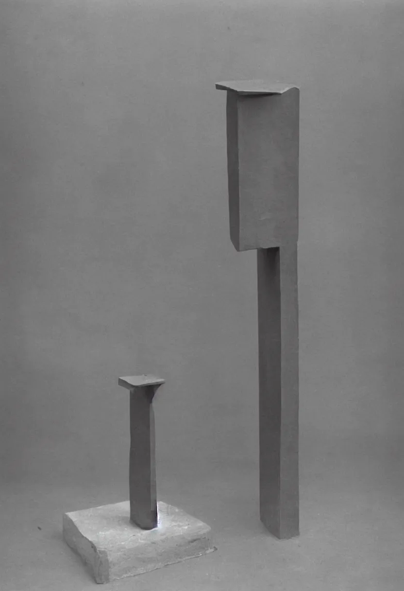 Prompt: In Advance of the Broken Arm by Marcel Duchamp, simple readymade object on a pedestal, minimal void