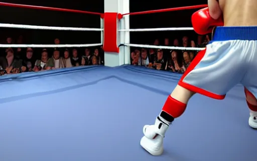 Image similar to boxing match, ko monent, hyperrealistic, 3D render, artstasion trends