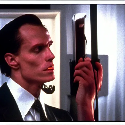 Image similar to phone call scene in American Psycho (1999)