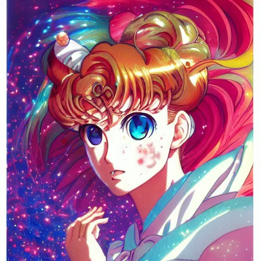 Image similar to prompt : sailor moon portrait soft light painted by james jean and katsuhiro otomo, magical eyes, inspired by evangeleon anime, smooth face feature, intricate oil painting, high detail, sharp high detail, manga and anime 1 9 9 0