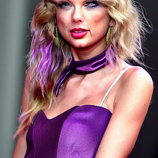 Image similar to Taylor Swift made of purple skin