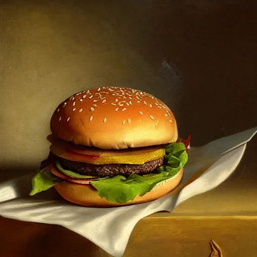 Image similar to beautiful burger painting by Ivan Shishkin