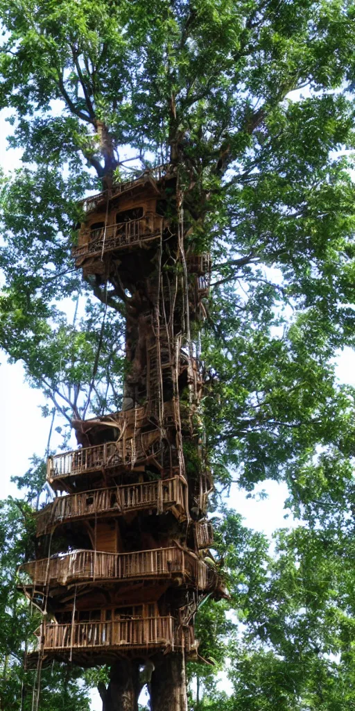 Image similar to A realistic giant tree house