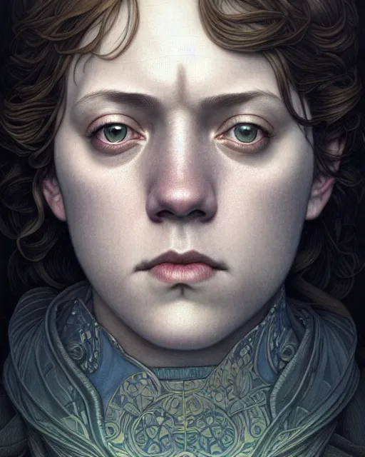 Image similar to ' yara greyjoy ', closeup shot of face, beautiful shadowing, 3 d shadowing, reflective surfaces, illustrated completely, 8 k beautifully detailed pencil illustration, extremely hyper - detailed pencil illustration, intricate, epic composition, masterpiece, bold complimentary colors. stunning masterfully illustrated by range murata, alphonse mucha, katsuhiro otomo.