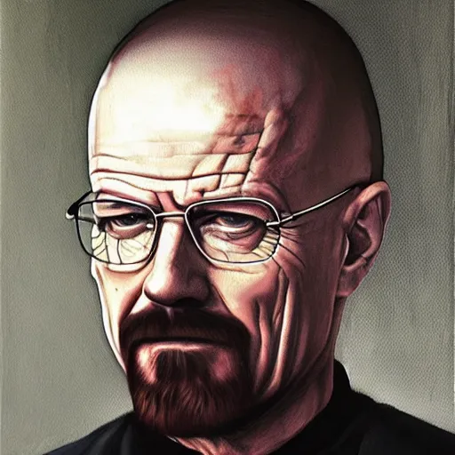 Prompt: Oil painting of Walter White from Breaking bad, style of davinci