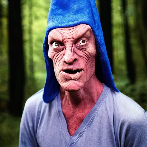 Image similar to uhd candid photo of cosmic beavis as cornholio in the forest, uhd, photorealistic, correct face, photo by annie leibowitz