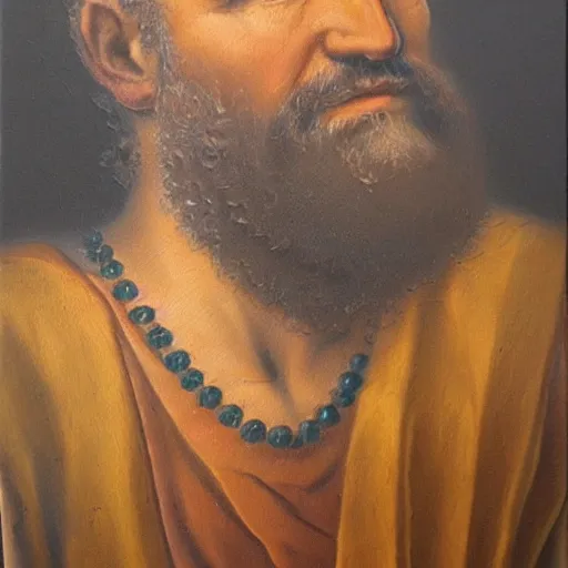 Prompt: a very detailed oil painting of king david of israel, half size, by claudio coello