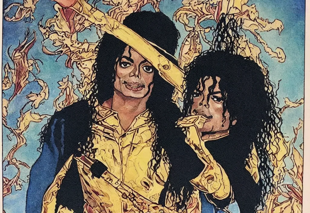 Image similar to michael jackson as a tarot card