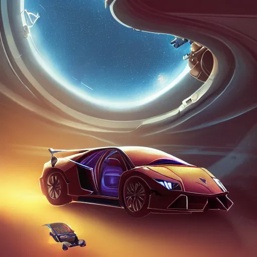 Prompt: harry potter driving a lamborghini in a space station on mars, highly detailed, digital art, trending on artstation