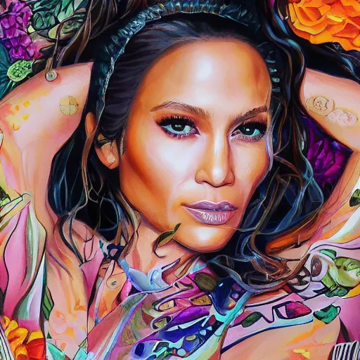 Prompt: J Lo, painted by Martine Johanna