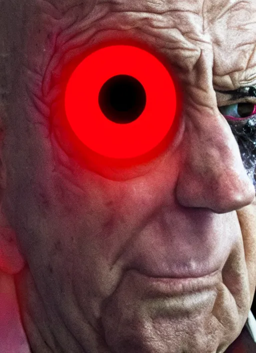 Image similar to hyper realistic ultra realistic horror terror dimensional photo furious glowing red eyes biden, high quality photo, detailed , 8k