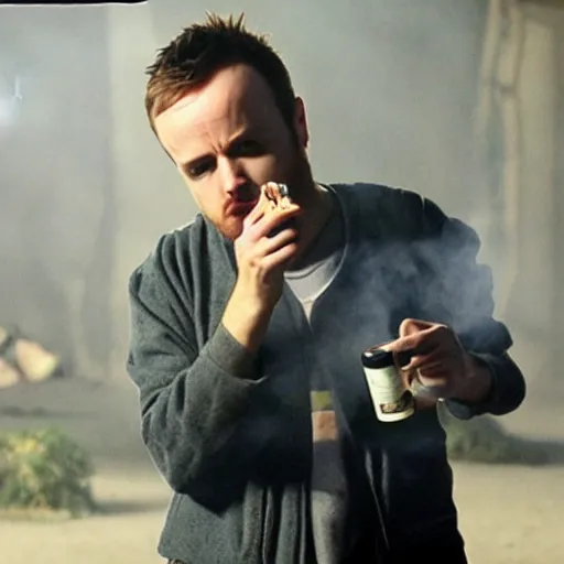 Prompt: jesse pinkman smoking