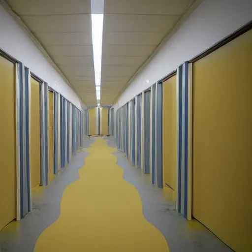 Image similar to !dream Backrooms, where it's nothing but the stink of old moist carpet, the madness of mono-yellow, the endless background noise of fluorescent lights at maximum hum-buzz, and approximately six hundred million square miles of randomly segmented empty rooms to be trapped in