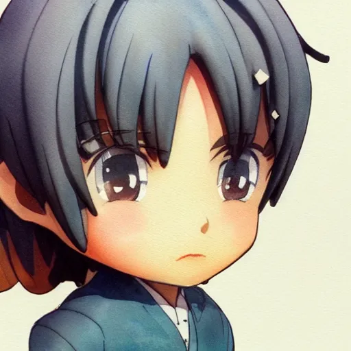 Prompt: beautiful water color concept art of face detailing cute nendoroid boy in the style of kyoto animation , toon rendering, close-up, no shade, modern art, kyoto animation