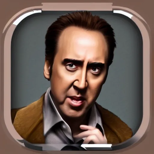 Prompt: nic cage as an emoji, discord style,