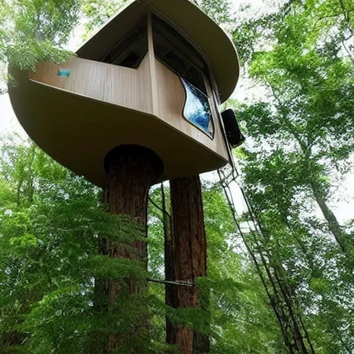 Image similar to futuristic tree house