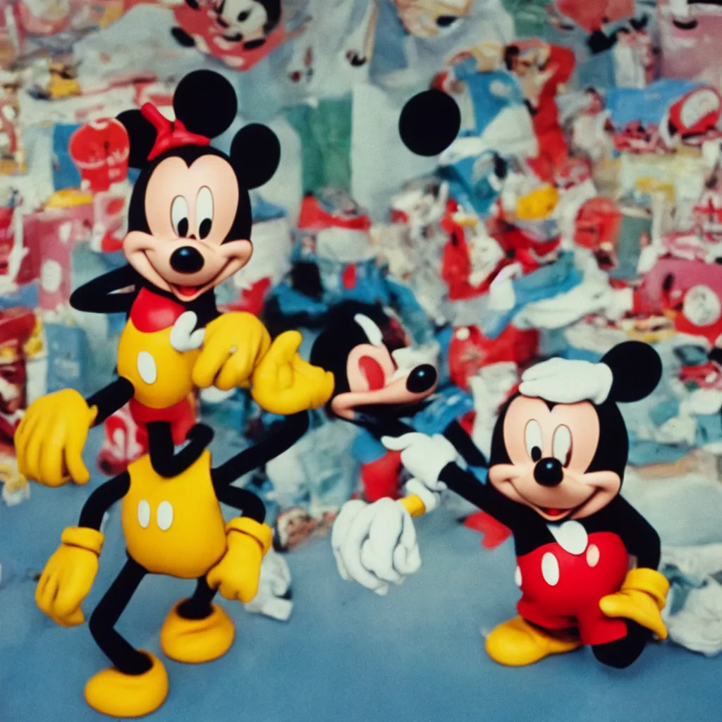 Prompt: a photograph of mickey mouse feeling unwell ektachrome