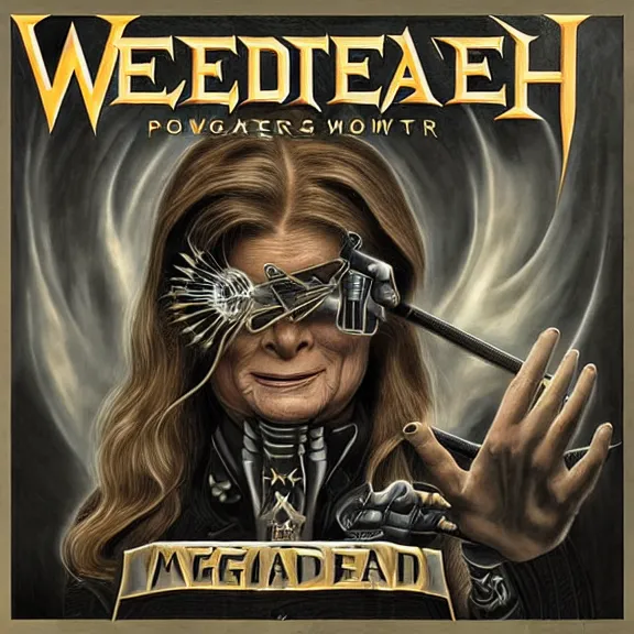 Prompt: megadeth album cover featuring photo of martha stewart, power metal album cover, trending on artstation, intricately detailed, highly detailed, classic, award winning
