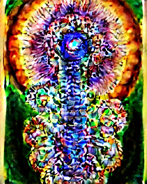 Image similar to poster of corona virus, intrinsic, drawn by Ernst Haeckel, pastel colorful, watercolor, beeple rendering, written by HP Lovecraft