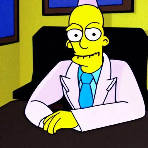 Prompt: mr. burns from the simpsons sitting at a desk