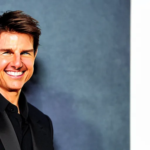 Image similar to Tom Cruise laughing in a house he set on fire, flaming background, overexposed photograph