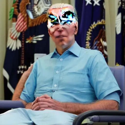 Prompt: Joe Biden sitting in a hospital bed