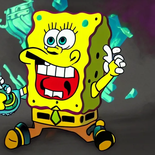 Image similar to spongebob, league of legends splash art