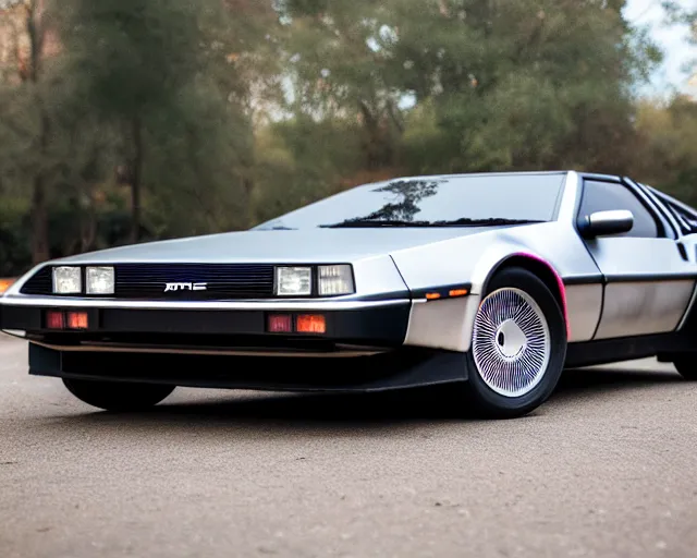 Image similar to new prototype delorean, dslr