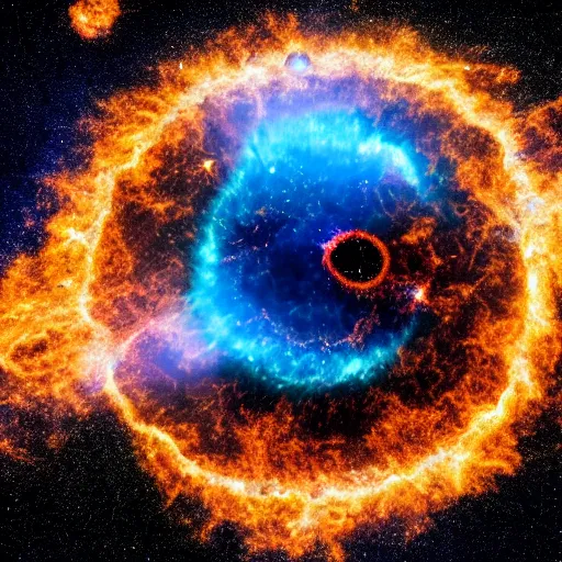 Prompt: a supernova explosion destroying planet earth merging into a peace sign, space photography, high quality, 8 k,