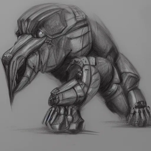 Prompt: Animal mech, pencil sketch, concept art