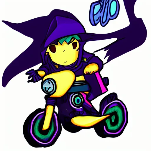 Image similar to niko oneshot riding motorcycle, digital art #OneshotGame