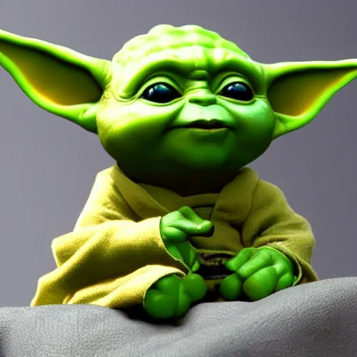 Prompt: Hybrid of baby Yoda and Shrek, highly detailed, volumetric lightening
