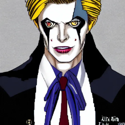 Prompt: a photo of kira yoshikage played by david bowie