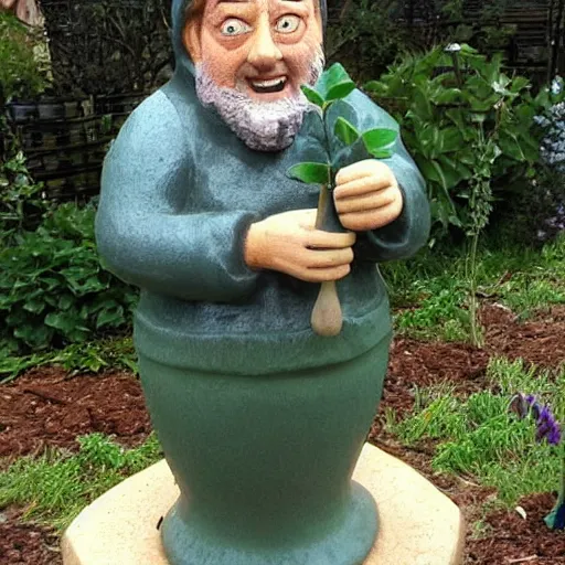 Image similar to Stephen fry as a garden gnome