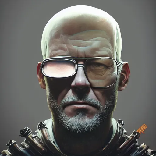 Prompt: portrait face head eyes of hank hill wearing scale mail armor and sunglasses dawn cover art kingdom hearts fifth element pixar giotto simon stalenhag gilles ketting ismail inceoglu frank frazetta greg rutkowski lucien pissarro heinrich lefler unreal engine render deus ex sony nier automata square enix realism realistic