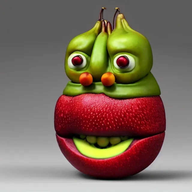 Image similar to bizarre cartoon fruit figurine that looks just like samuel l jackson as a fruit, by naoto hattori 8 k, fruit eyes, fruit world, beautiful intricate painting, hyper realistic, octane render